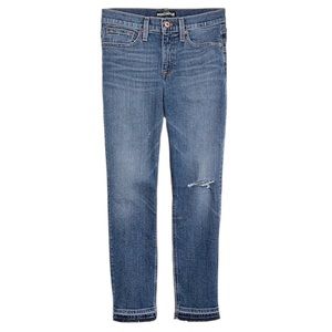 J. Crew Mercantile High Rise Slim Boyfriend Distressed Details Medium Wash Jeans